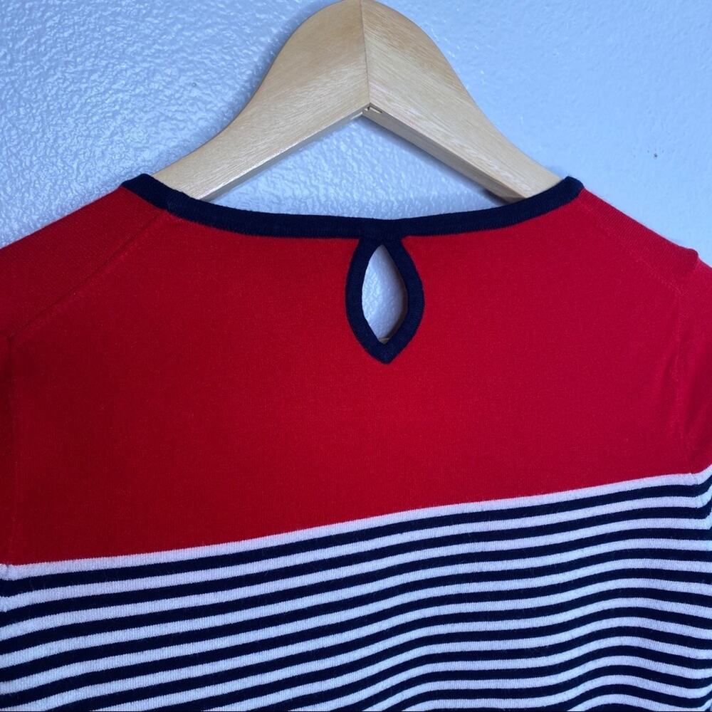 Talbots Red Block Sweater Navy Stripes Small - Picture 9 of 10